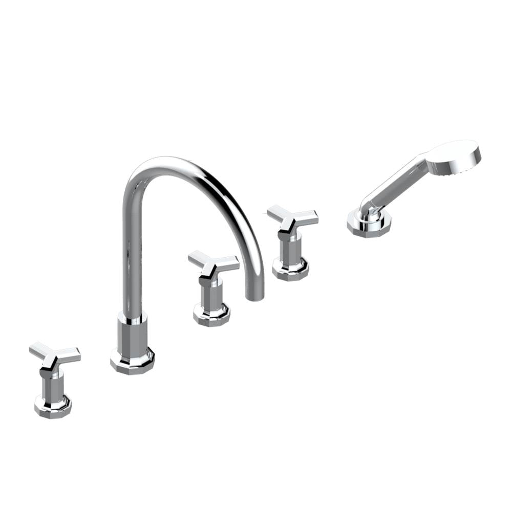 THG - Roman tub set with 2 x 3/4'' valves and rim mounted ceramic mixer with progressive cartridge and handshower - Matt Umber PVD