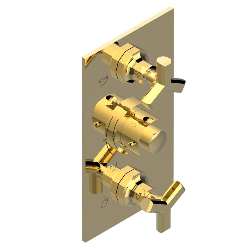 THG - Trim for THG thermostatic valve 2 volume controls, rough part supplied with fixing box ref. 5 400AE/US - Gold Color PVD