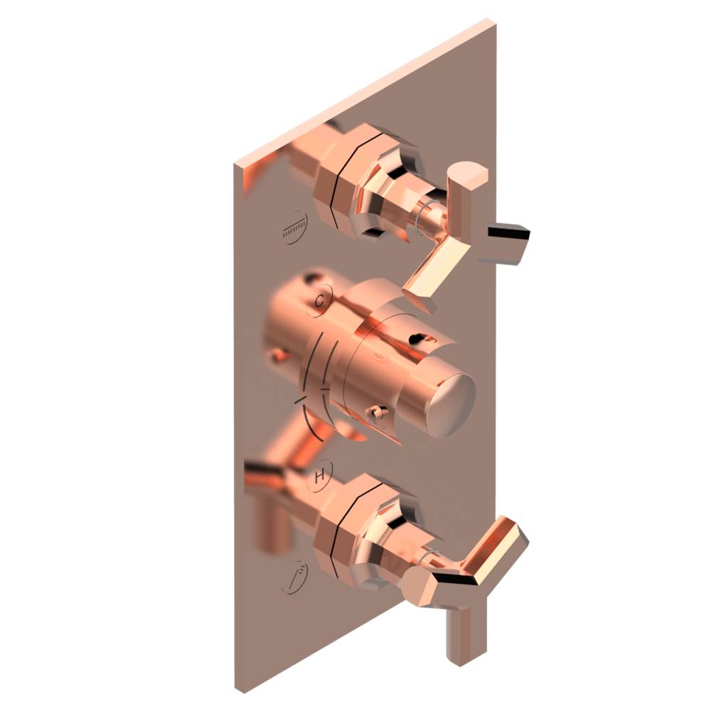 THG - Trim for THG thermostatic valve 2 volume controls, rough part supplied with fixing box ref. 5 400AE/US - Blush PVD