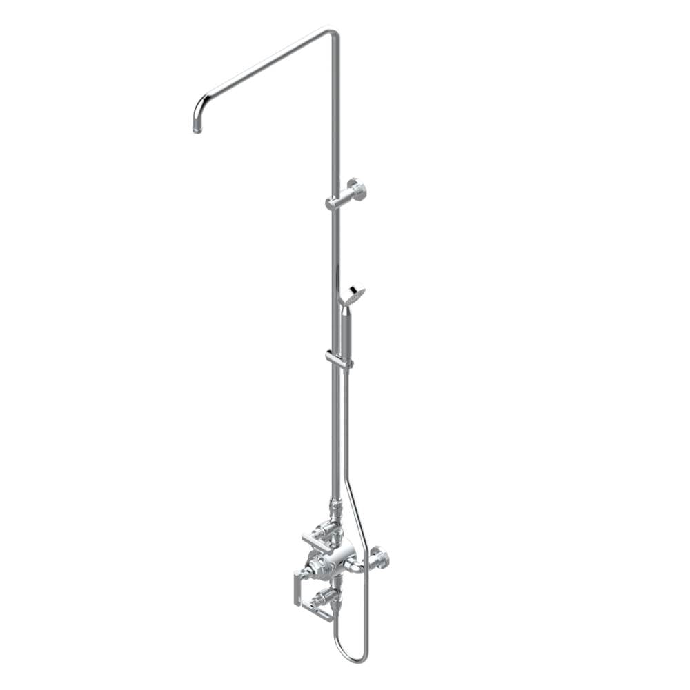 THG - Exposed thermostatic shower mixer 2 volume controls, column and handshower on cradle - 6'' centres (no showerhead) - Umber PVD