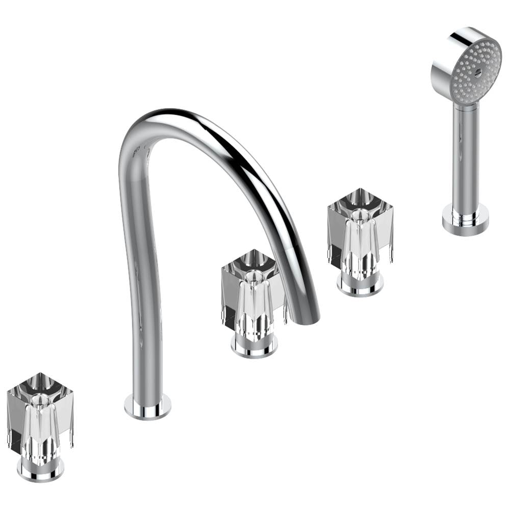 THG - Roman tub set with 2 x 3/4'' valves and rim mounted ceramic mixer with progressive cartridge and handshower - Matt Umber PVD