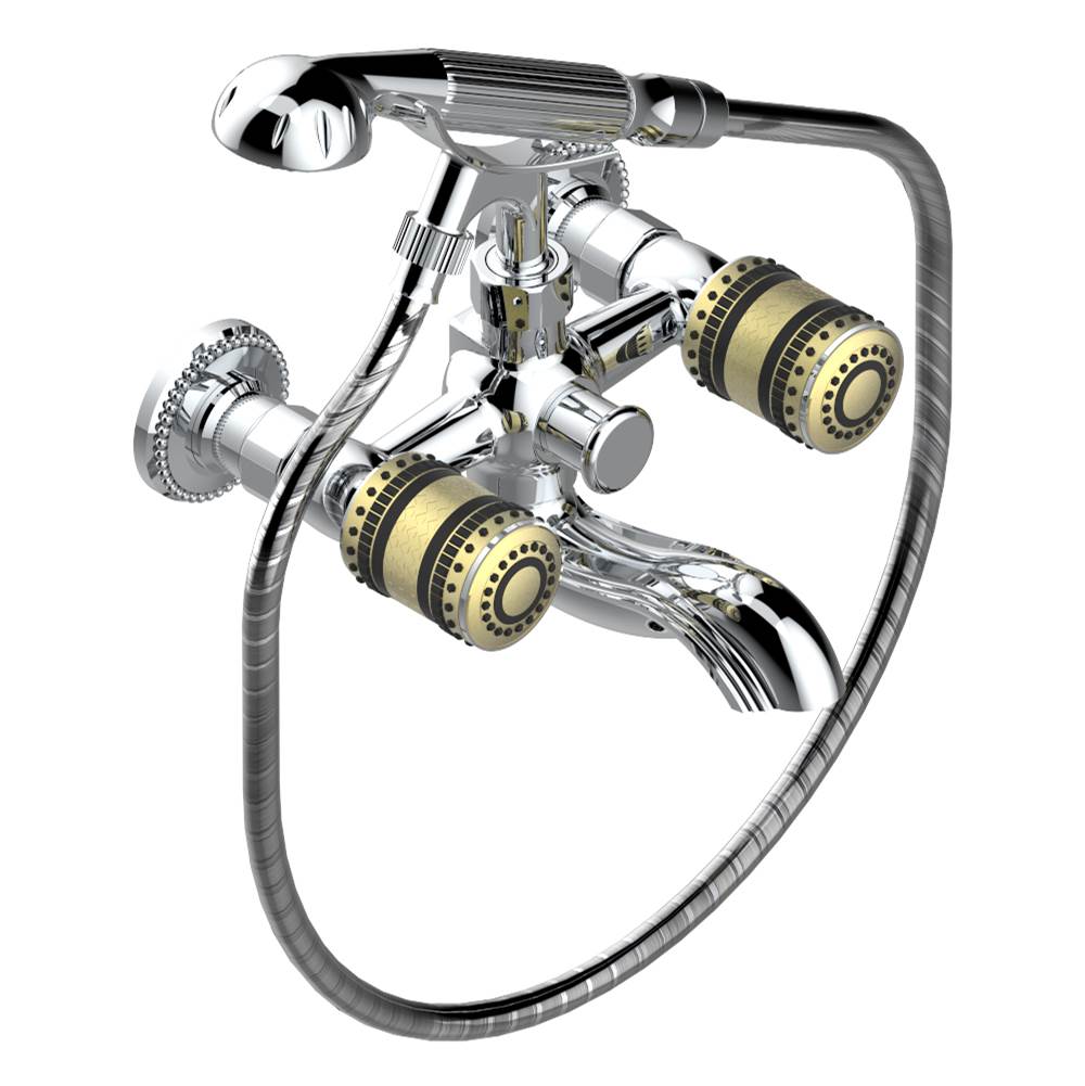 THG - Exposed tub filler with cradle handshower, wall mounted - Matt Umber PVD