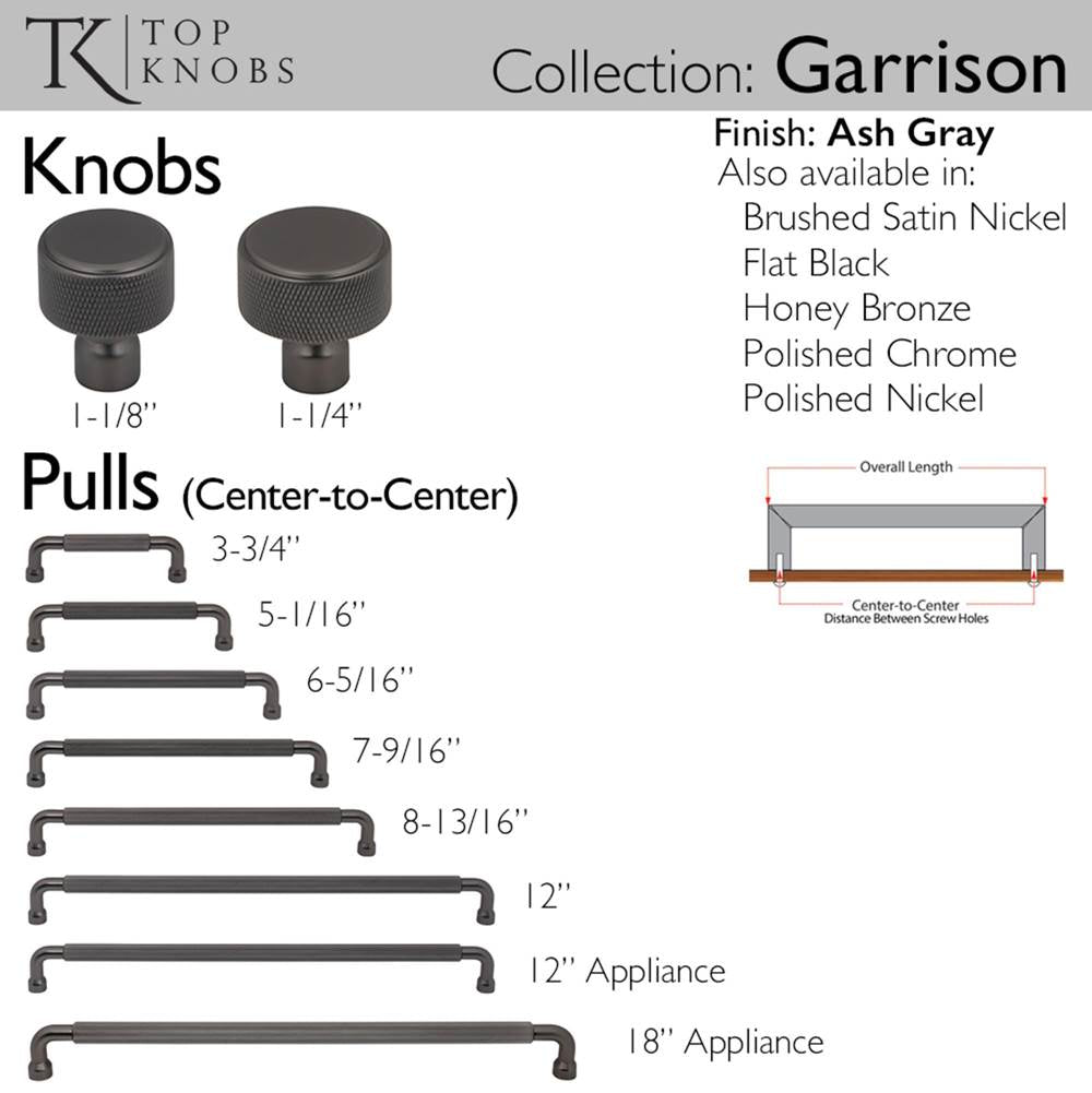 Garrison Pull 8 13/16 Inch (c-c) Ash Gray