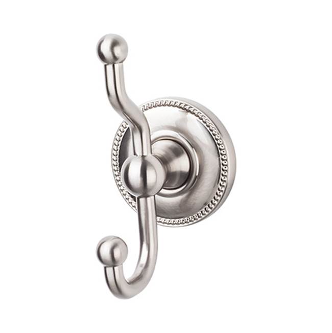 Top Knobs - Edwardian Bath Double Hook Beaded Backplate Brushed Satin Nickel - Brushed Satin Nickel