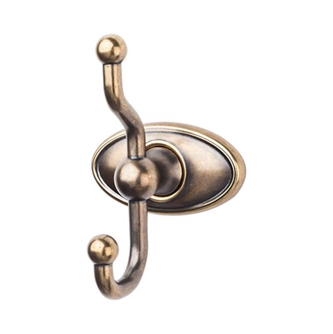 Top Knobs - Edwardian Bath Double Hook Oval Backplate German Bronze - German Bronze