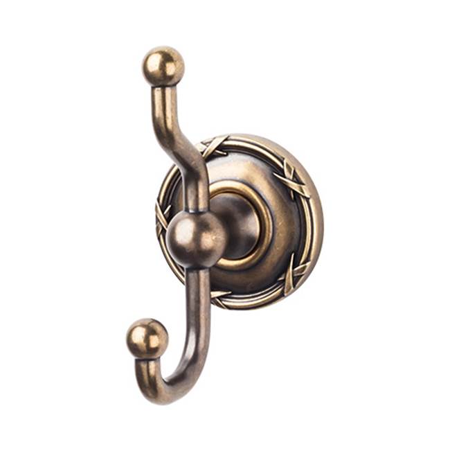 Top Knobs - Edwardian Bath Double Hook Ribbon Backplate German Bronze - German Bronze