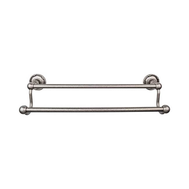 Top Knobs - Edwardian Bath Towel Bar 18 Inch Double - Ribbon Bplate Antique Pewter - Antique Pewter