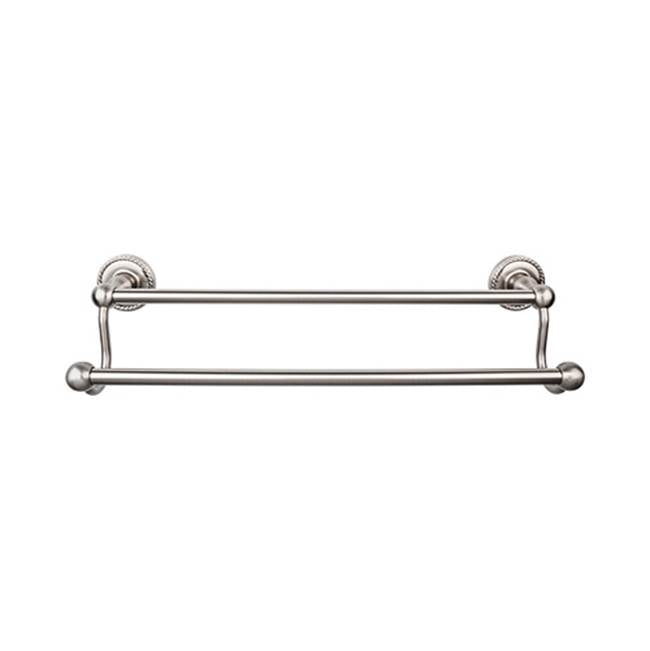 Top Knobs - Edwardian Bath Towel Bar 18 In. Double - Rope Backplate Brushed Satin Nickel - Brushed Satin Nickel