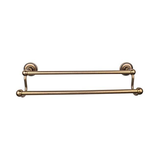 Top Knobs - Edwardian Bath Towel Bar 18 In. Double - Beaded Bplate German Bronze - German Bronze