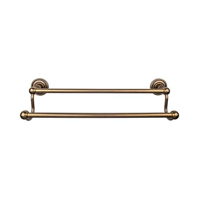 Top Knobs - Edwardian Bath Towel Bar 18 In. Double - Rope Backplate German Bronze - German Bronze