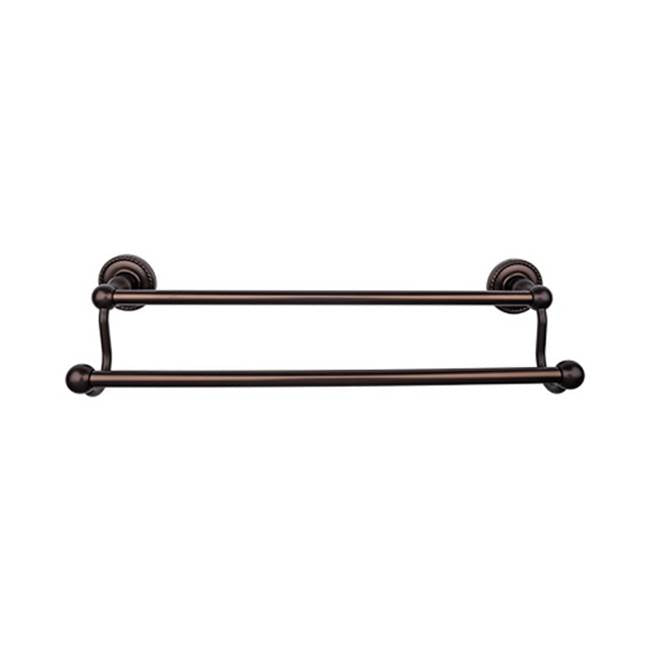 Top Knobs - Edwardian Bath Towel Bar 18 In. Double - Rope Backplate Oil Rubbed Bronze - Oil Rubbed Bronze