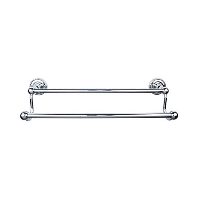 Top Knobs - Edwardian Bath Towel Bar 18 In. Double - Rope Backplate Polished Chrome - Polished Chrome
