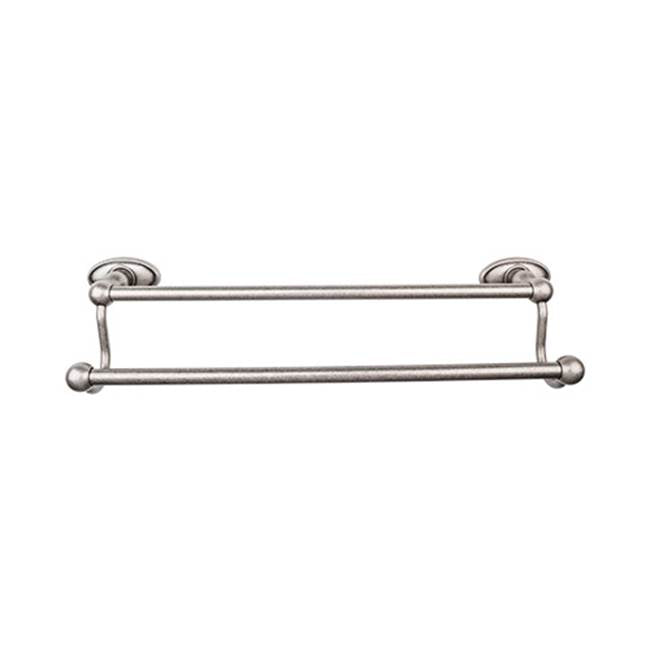 Top Knobs - Edwardian Bath Towel Bar 24 In. Double - Oval Backplate Antique Pewter - Antique Pewter