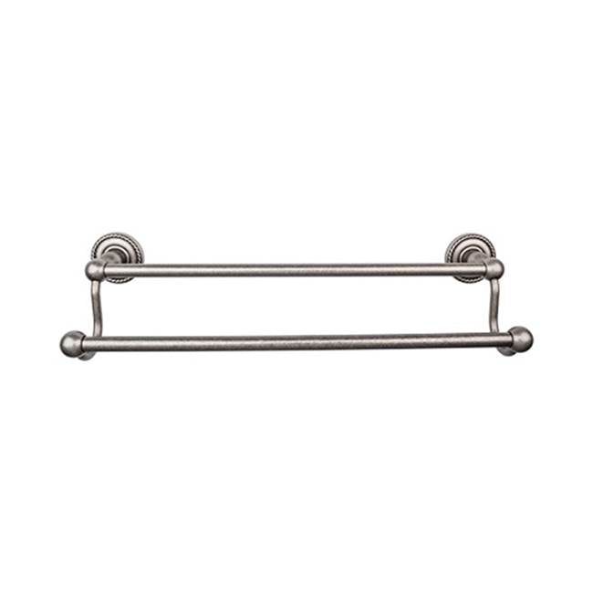 Top Knobs - Edwardian Bath Towel Bar 24 In. Double - Rope Backplate Antique Pewter - Antique Pewter