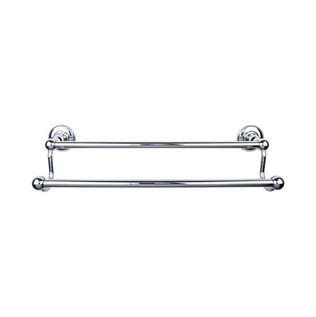 Top Knobs - Edwardian Bath Towel Bar 24 Inch Double - Plain Bplate Polished Chrome - Polished Chrome