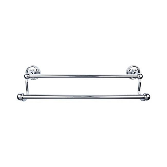 Top Knobs - Edwardian Bath Towel Bar 24 Inch Double - Ribbon Bplate Polished Chrome - Polished Chrome