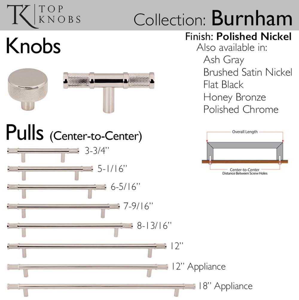 Burnham T-Knob 3 Inch Ash Gray