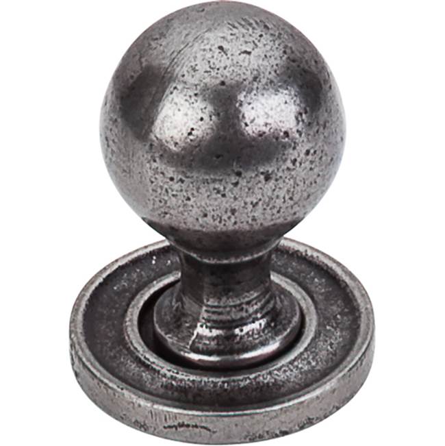 Top Knobs - Paris Knob Smooth 1 1/4 Inch w/Backplate Cast Iron - Cast Iron