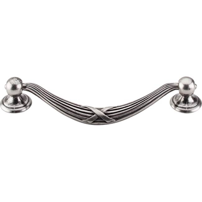 Top Knobs - Ribbon and Reed Drop Pull 5 1/16 Inch (c-c) Pewter Antique - Pewter Antique