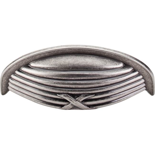 Top Knobs - Ribbon and Reed Cup Pull 3 Inch (c-c) Pewter Antique - Pewter Antique