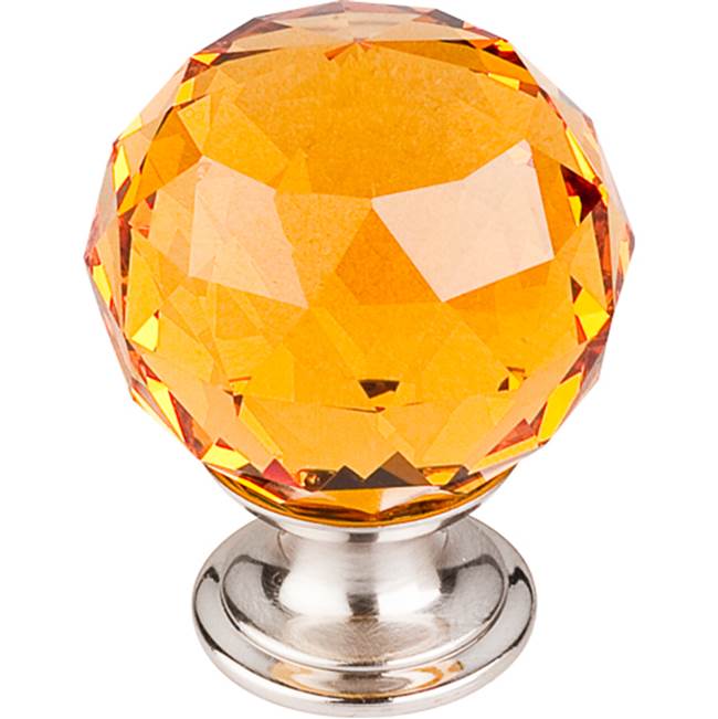 Top Knobs - Amber Crystal Knob 1 3/8 Inch Brushed Satin Nickel Base - Brushed Satin Nickel