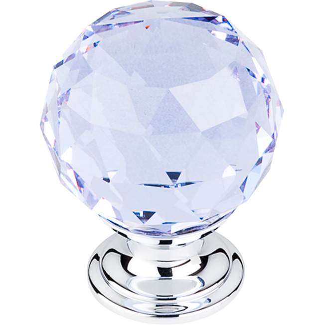 Top Knobs - Light Blue Crystal Knob 1 3/8 Inch Polished Chrome Base - Polished Chrome