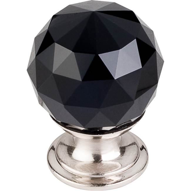 Top Knobs - Black Crystal Knob 1 1/8 Inch Brushed Satin Nickel Base - Brushed Satin Nickel