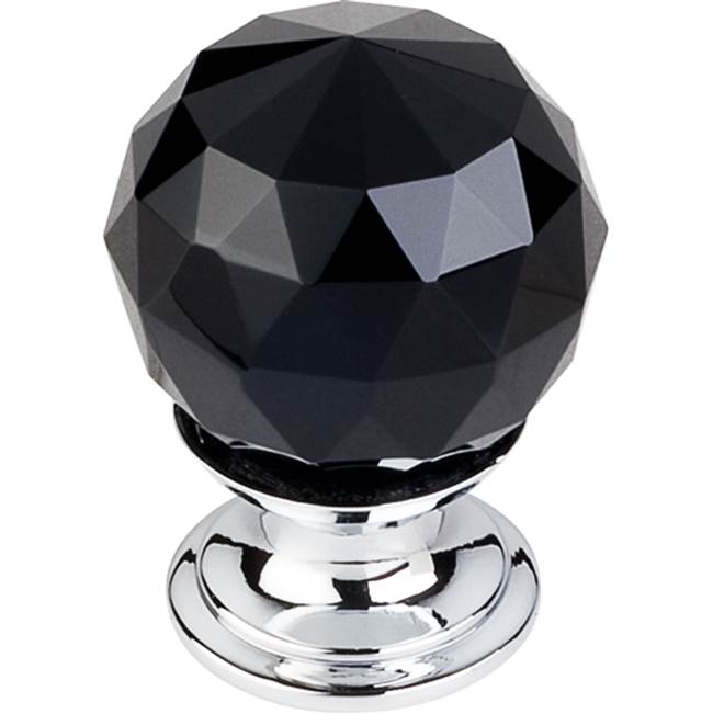 Top Knobs - Black Crystal Knob 1 1/8 Inch Polished Chrome Base - Polished Chrome