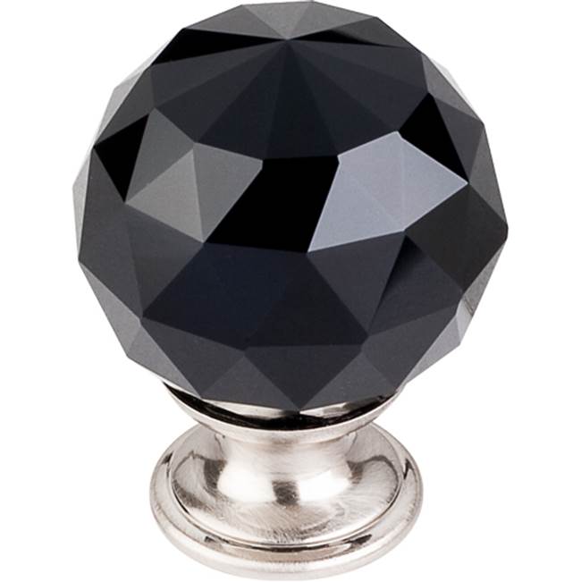 Top Knobs - Black Crystal Knob 1 3/8 Inch Brushed Satin Nickel Base - Brushed Satin Nickel