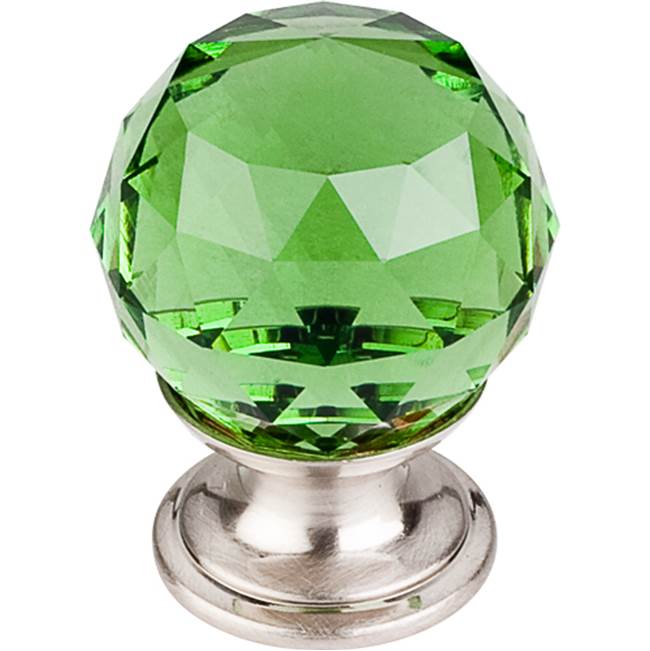 Top Knobs - Green Crystal Knob 1 1/8 Inch Brushed Satin Nickel Base - Brushed Satin Nickel