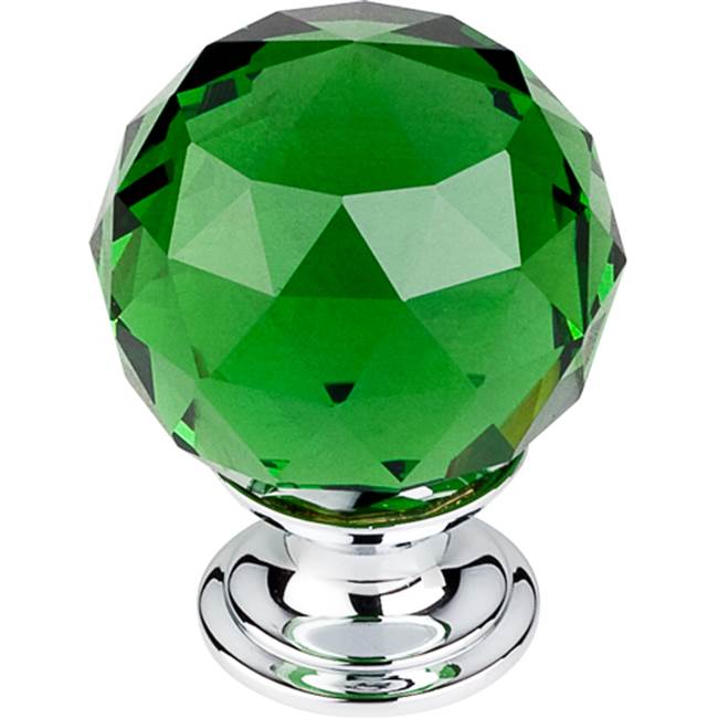Top Knobs - Green Crystal Knob 1 3/8 Inch Polished Chrome Base - Polished Chrome