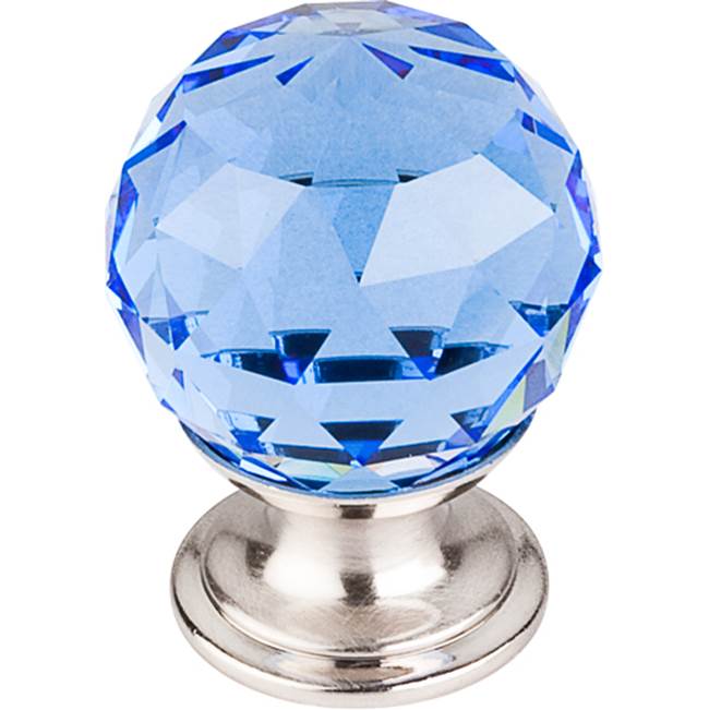 Top Knobs - Blue Crystal Knob 1 1/8 Inch Brushed Satin Nickel Base - Brushed Satin Nickel