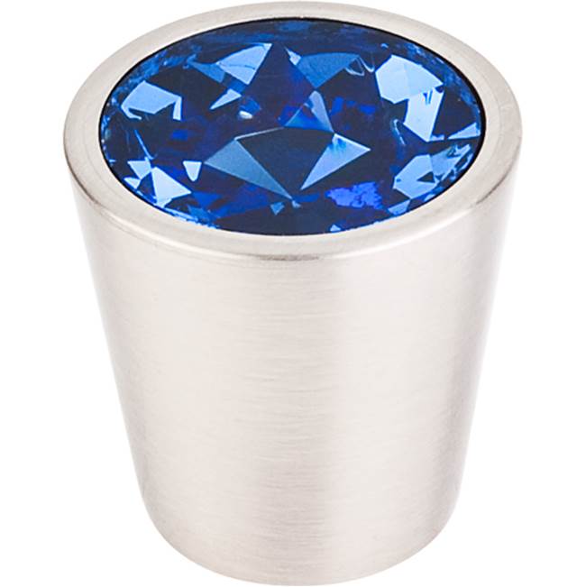 Top Knobs - Blue Crystal Center Knob 1 1/16 Inch Brushed Satin Nickel Shell - Brushed Satin Nickel