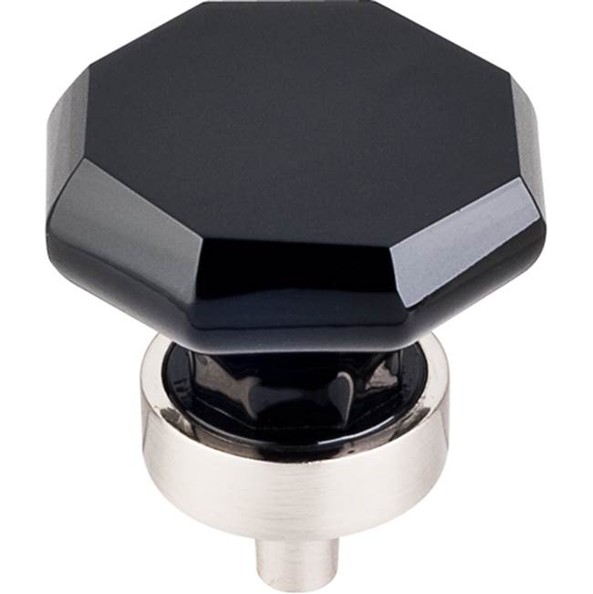 Top Knobs - Black Octagon Crystal Knob 1 3/8 Inch Brushed Satin Nickel Base - Brushed Satin Nickel