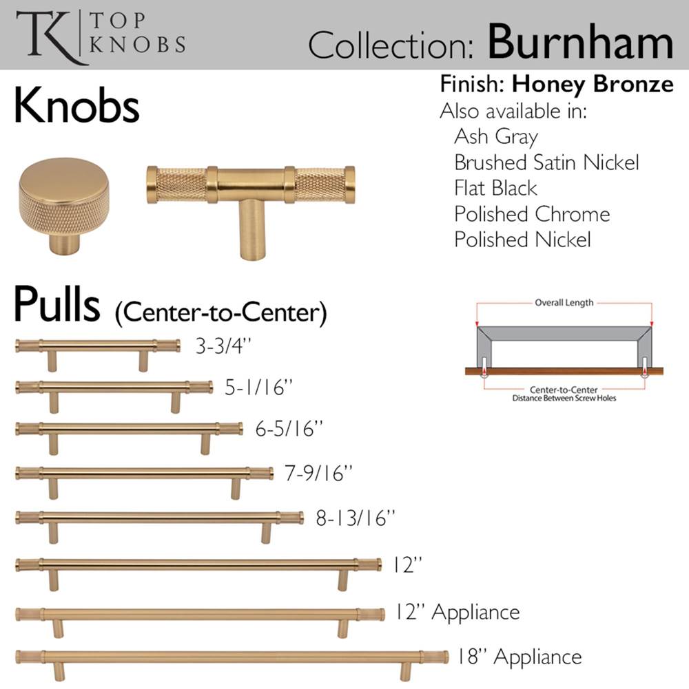 Burnham T-Knob 3 Inch Ash Gray