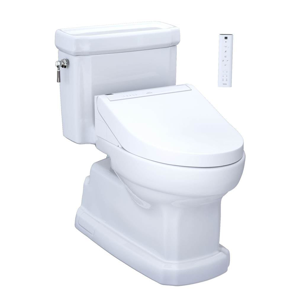 TOTO - TOTO Eco Guinevere WASHLET plus Ready Elongated 1.28 GPF Universal Height Skirted Toilet with CEFIONTECT, Cotton White - Cotton White