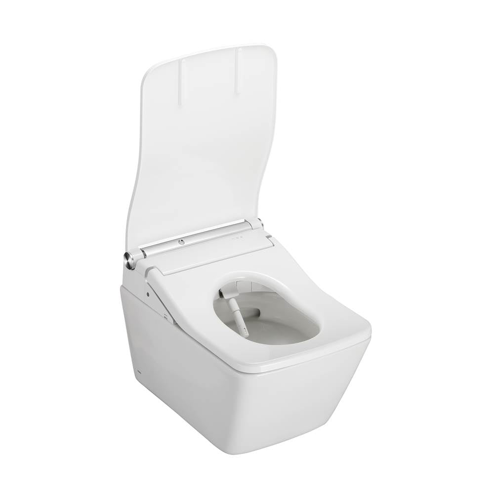 Toto Washlet+ Sp Wall-Hung Square-Shape Toilet With Sw Bidet Seat And Duofit In-Wall 1.28 And 0.9 Gpf Dual-Flush Tank System, Matte Silver