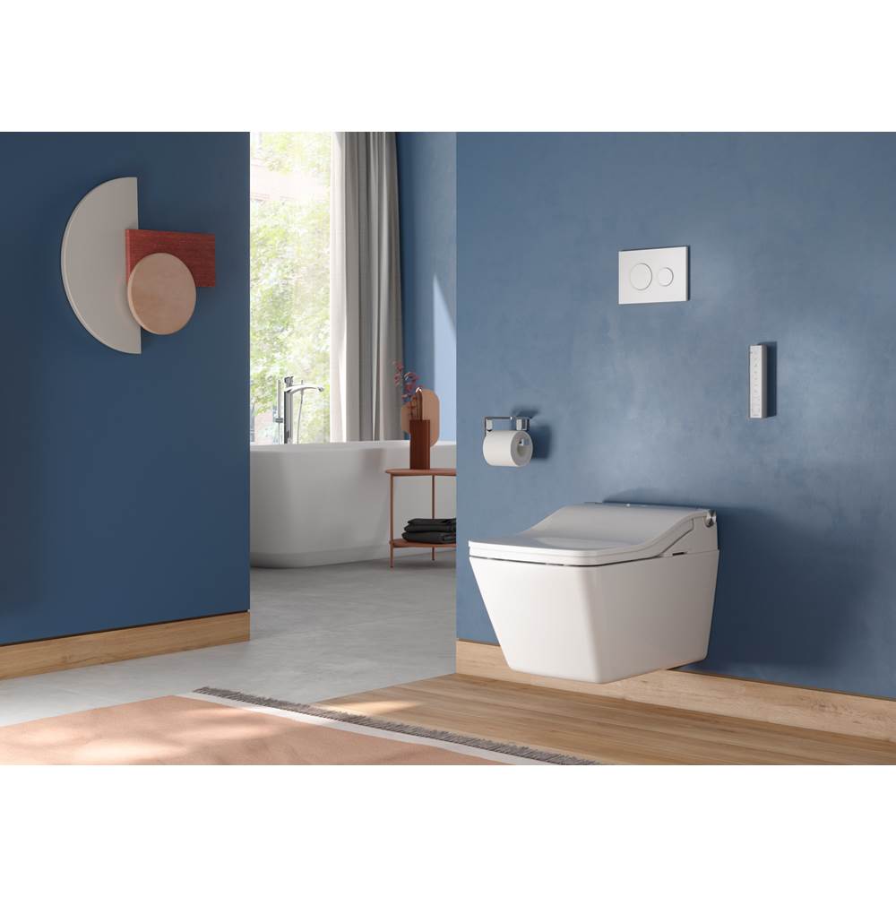Toto Washlet+ Sp Wall-Hung Square-Shape Toilet With Sw Bidet Seat And Duofit In-Wall 1.28 And 0.9 Gpf Dual-Flush Tank System, Matte Silver