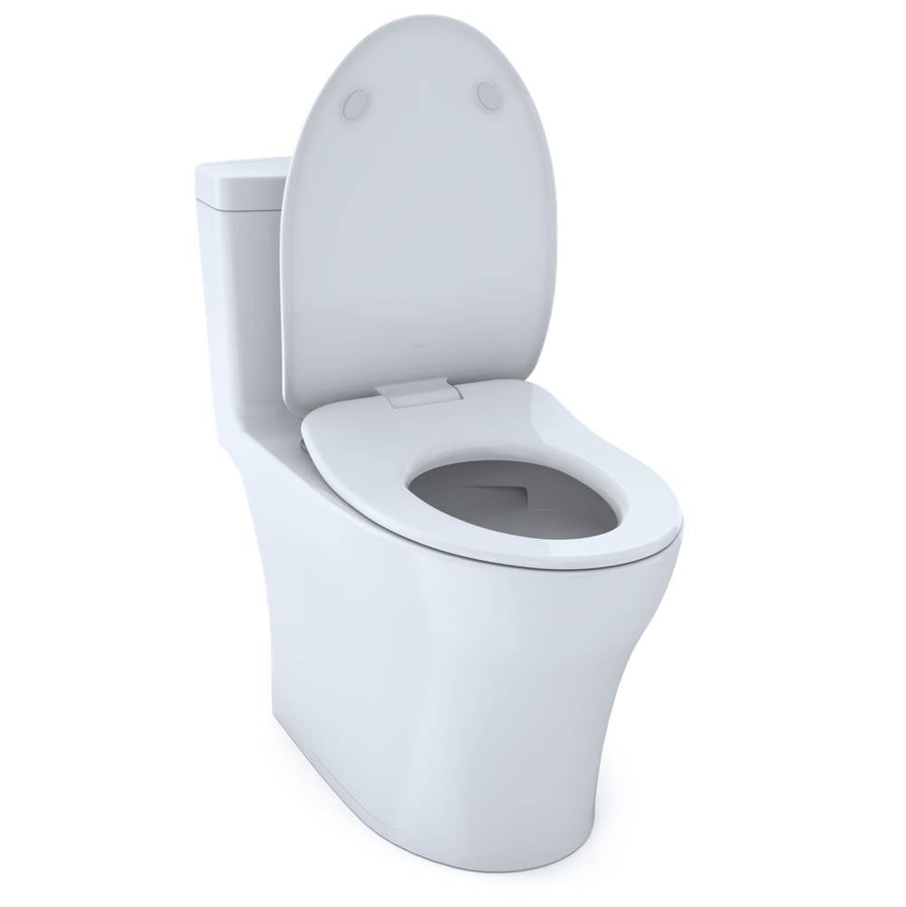 TOTO Aquia IV One-Piece Elongated Dual Flush 1.28 and 0.8 GPF Universal Height, WASHLET+ Ready Toilet with CEFIONTECT, Cotton White