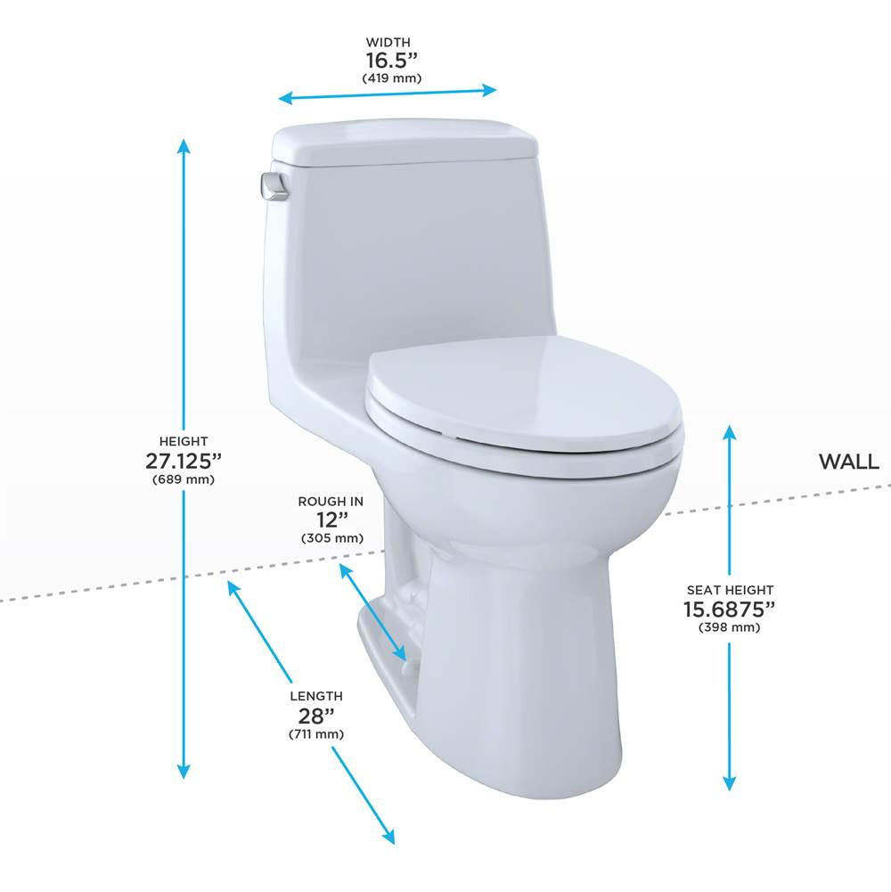 TOTO UltraMax One-Piece Elongated 1.6 GPF Toilet, Cotton White
