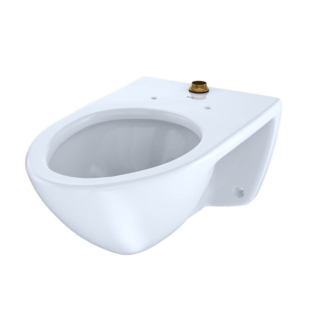 Toto Elongated Wall-Mounted Flushometer Toilet Bowl With Top Spud, Cotton White