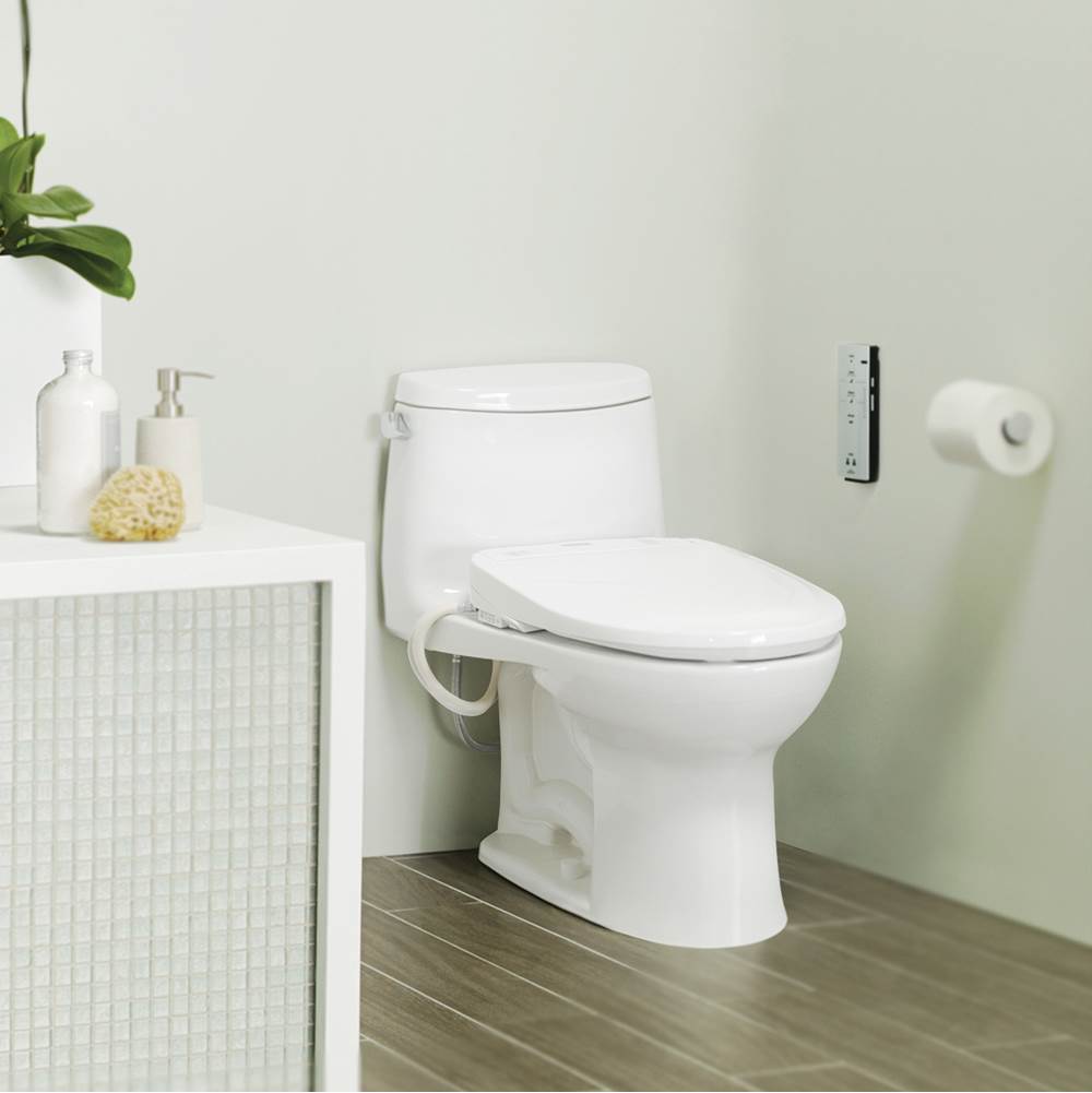 Toto Washlet S350E Electronic Bidet Toilet Seat With Auto Open And Close And Ewater+ Cleansing, Round, Cotton White