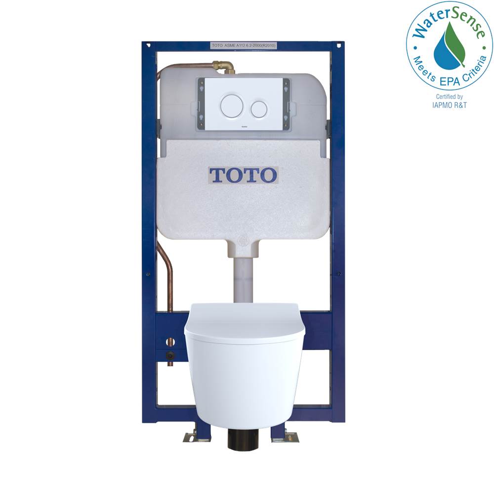 TOTO - TOTO RP Wall-Hung D-Shape Toilet and DuoFit In-Wall 1.28 and 0.9 GPF Dual-Flush Tank System with Copper Supply, White Matte - White Matte
