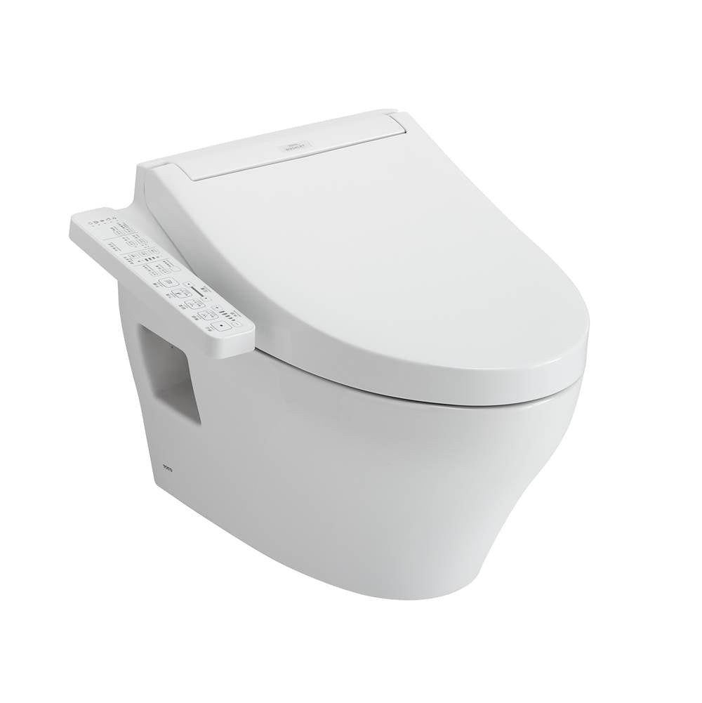 TOTO - Toto Washlet+ Ep Wall-Hung Elongated Toilet And Washlet C2 Bidet Seat And Duofit In-Wall 0.9 And 1.28 Gpf Dual-Flush Tank System, Matte Silver - Matte Silver