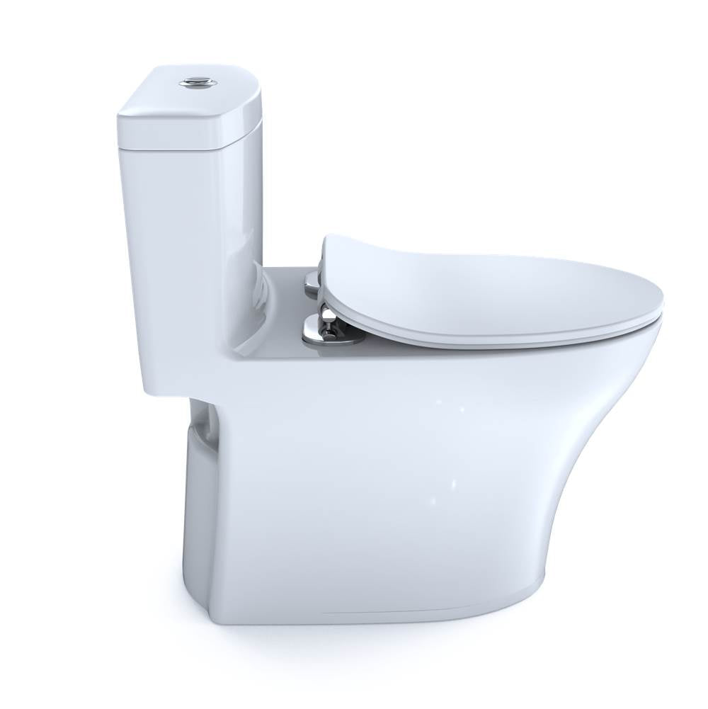 TOTO Aquia IV One-Piece Elongated Dual Flush 1.28 and 0.8 GPF Universal Height, WASHLET+ Ready Toilet with CEFIONTECT, Cotton White