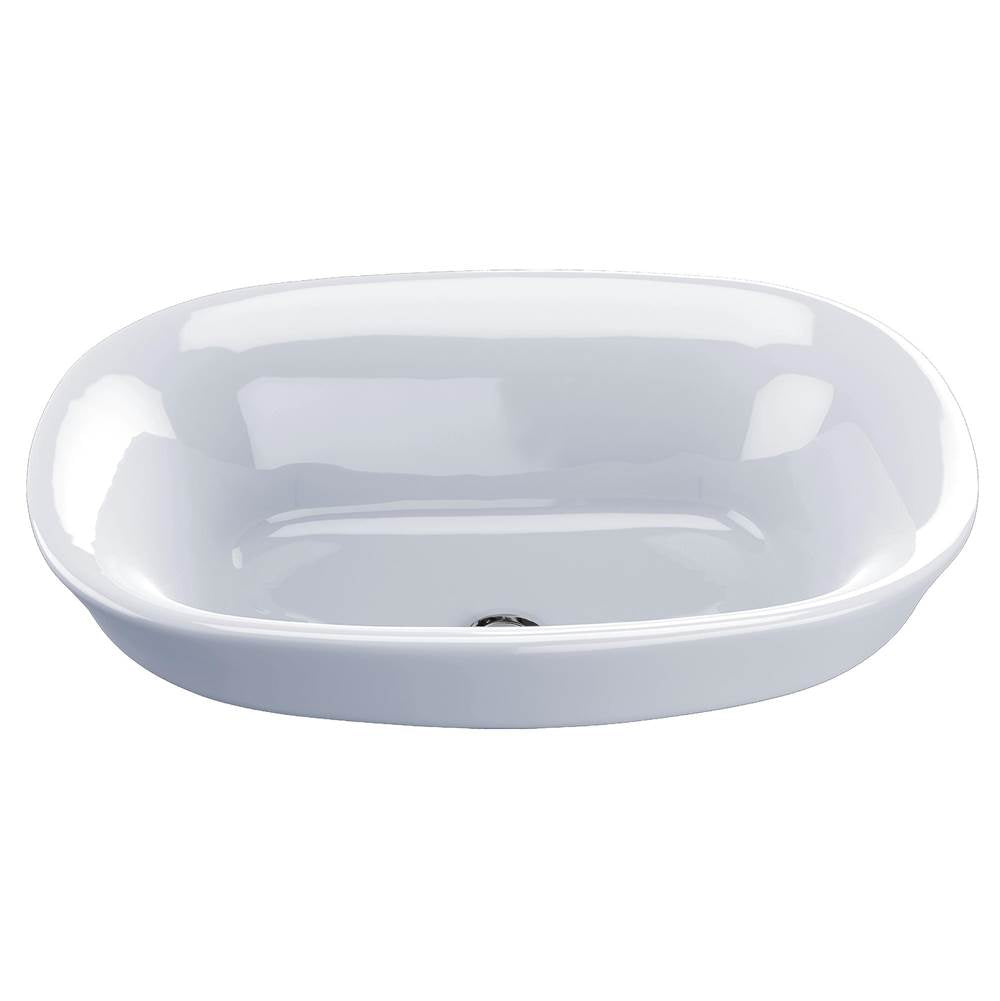 TOTO - Toto MarisE Oval Semi-Recessed Vessel Bathroom Sink With Cefiontect, Cotton White - Cotton White