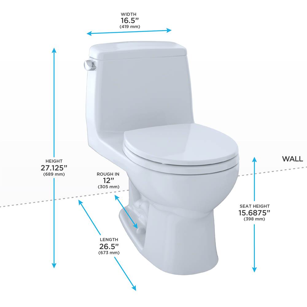 TOTO UltraMax One-Piece Round Bowl 1.6 GPF Toilet, Cotton White