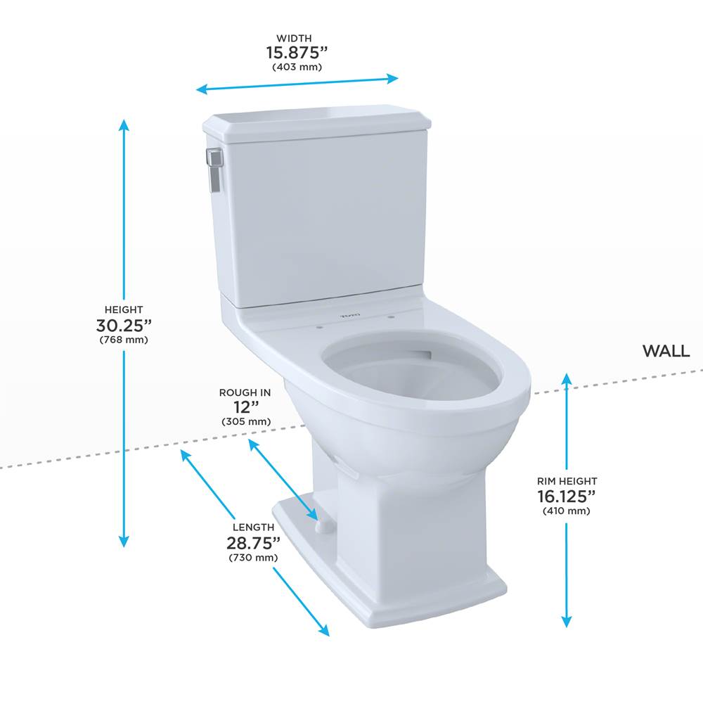 Toto Connelly Two-Piece Elongated Dual-Max, Dual Flush 1.28 And 0.9 Gpf Universal Height Toilet, Ebony