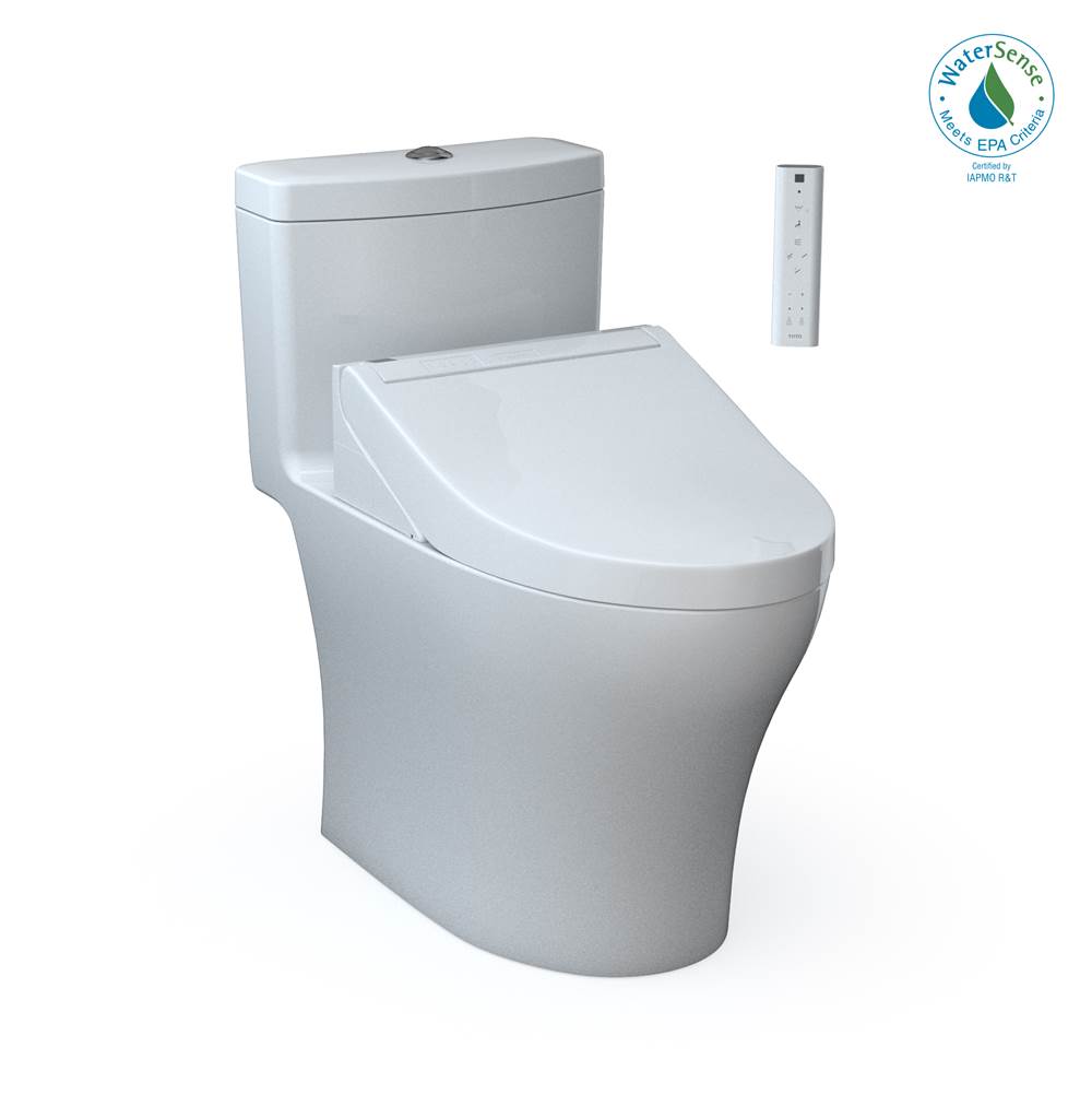 TOTO - Toto Washlet+ Aquia Iv One-Piece Elongated Dual Flush 1.28 And 0.9 Gpf Toilet And Washlet C5 Bidet Seat, Cotton White - Cotton White