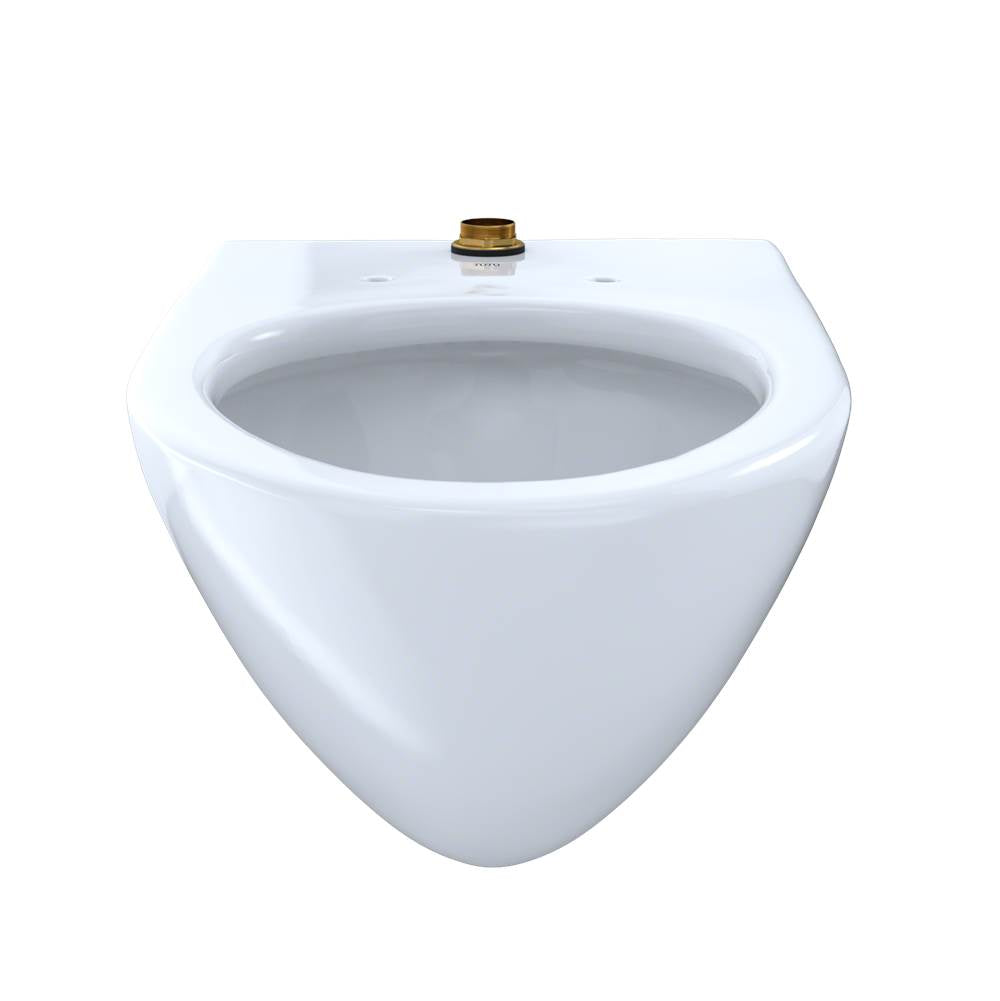 Toto Elongated Wall-Mounted Flushometer Toilet Bowl With Top Spud, Cotton White